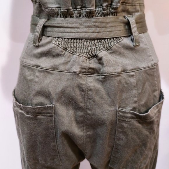 💥EDGY CHIC💥TENZ CVLT CONVERTIBLE SLEEVE ZIP-UP UTILITY JUMPSUIT in ARMY GREEN - Picture 11 of 16